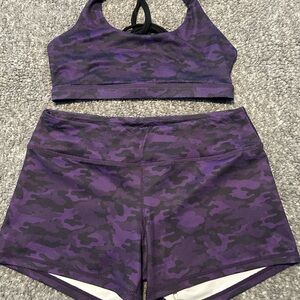 2 Piece Set Born Primitive Purple Camo Sports Bra & Shorts